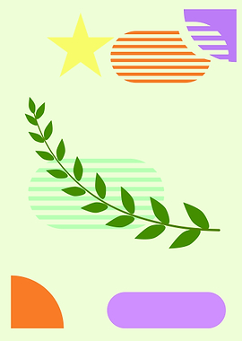 Abstract Minimalist Botanical Geometric shapes Art