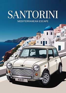 Santorini Mediterranean Escape Travel Poster