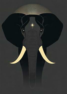 Minimalist Celestial Elephant Portrait