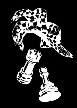 Checkered Hand Reaching for Chess Pieces