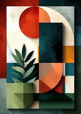 Abstract Geometric Plant Art