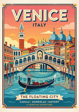 Vintage Venice Italy Travel Poster