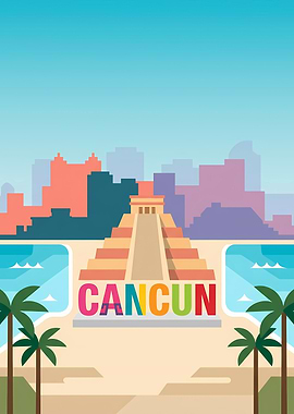 Minimalist Cancun Travel Poster