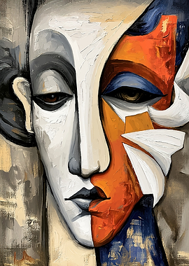 Abstract Cubist Portrait Painting