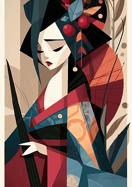 Stylized Geisha Illustration
