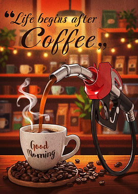 Life Begins After Coffee Gas Pump