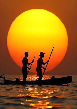 Fishermen Silhouettes at Sunset