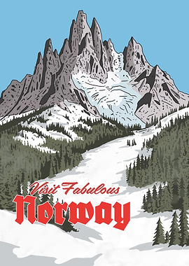Vintage Travel Poster of Norway Mountains