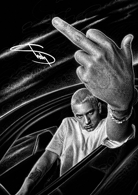 Eminem Middle Finger Sketch Art
