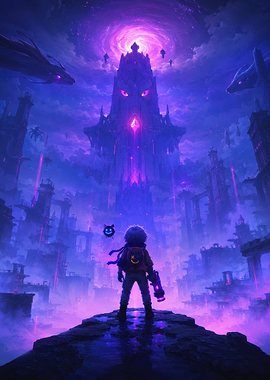 Young Adventurer in Neon Abyss Fantasy World