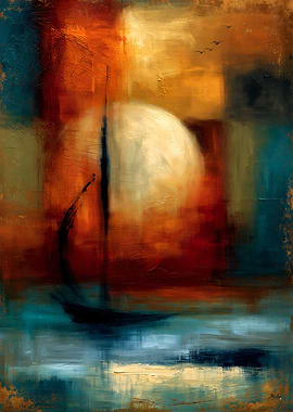 Luminous Atmospheric Abstract Modernism No. 02 – Moonlit Sumi Passage Wall Art