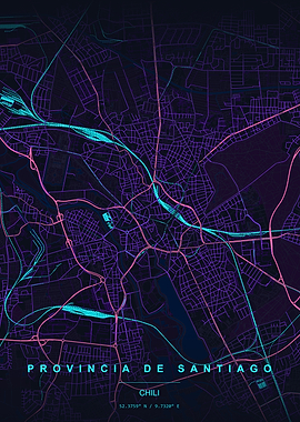 Neon Map of Santiago Province