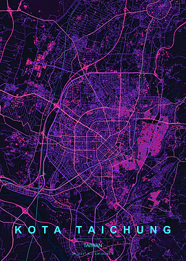 Neon Map of Taichung City