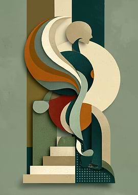 Abstract Geometric Figure on Stairs