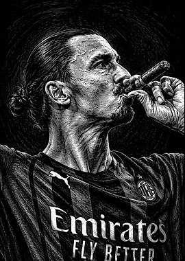 Ibrahimovic AC Milan Cigar Portrait