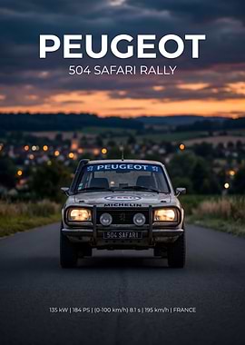 Peugeot 504 Safari Rally Poster