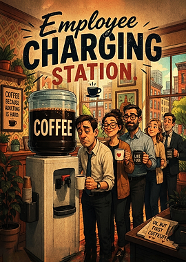 Employee Charging Station Coffee Poster