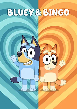 Bluey and Bingo Heart Background