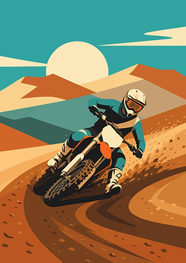 Motocross Rider in Desert Landscape