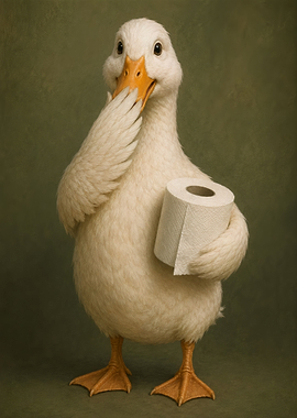 Funny Duck Holding Toilet Paper