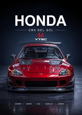 sleek Honda CRX Del Sol car Poster