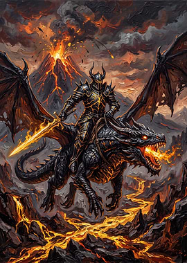 Dark Knight Riding Fire Dragon