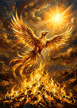 Majestic Phoenix Rising from Fire