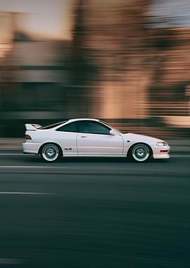 White Honda Integra Type R Driving