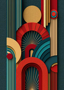 Art Deco Geometric Abstract Composition