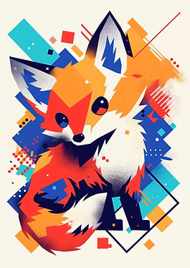 Geometric Abstract Fox Illustration