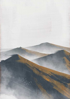 Minimalist Mountain Landscape Painting