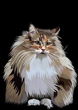Fluffy Calico Cat Portrait