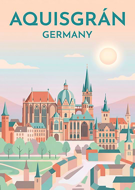 Aquisgrán Germany Travel Poster