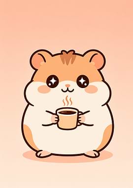 Cute Hamster Holding a Coffee Mug