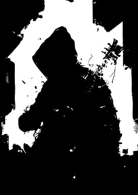 Hooded Musician Silhouette