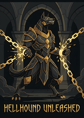 Hellhound Unleashed Warrior Illustration