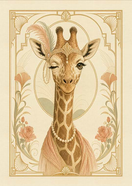 Art Deco Giraffe Portrait