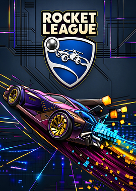 Rocket League Digital Art Poster