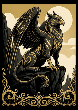Majestic Golden Griffin Illustration