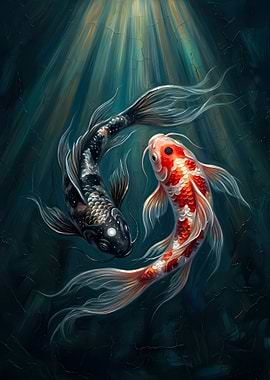 Yin Yang Koi Fish Painting