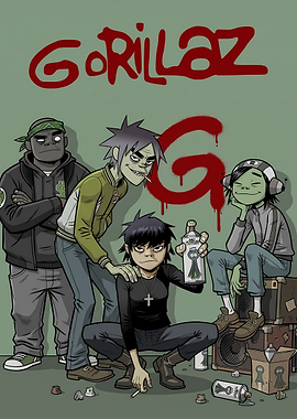 Gorillaz Band Members Graffiti Art