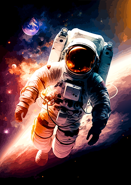 Astronaut Floating in Deep Space