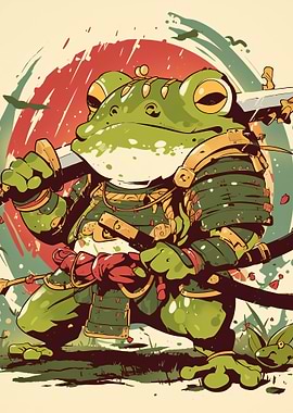 Samurai Frog Warrior Illustration