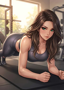 Gym Girl Anime Woman Plank