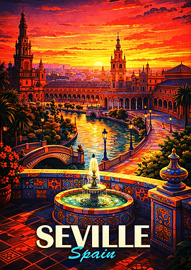 Seville Spain Plaza de España Sunset