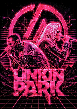 Linkin Park Neon Cyberpunk Poster