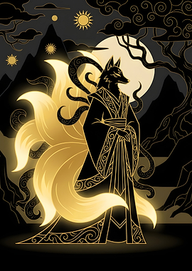 Nine-Tailed Fox Spirit Illustration