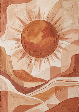 Terracotta Sun Abstract Landscape