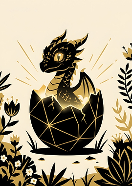 Cute Baby Dragon Hatching Illustration