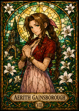 Aerith Gainsborough Stained Glass Art